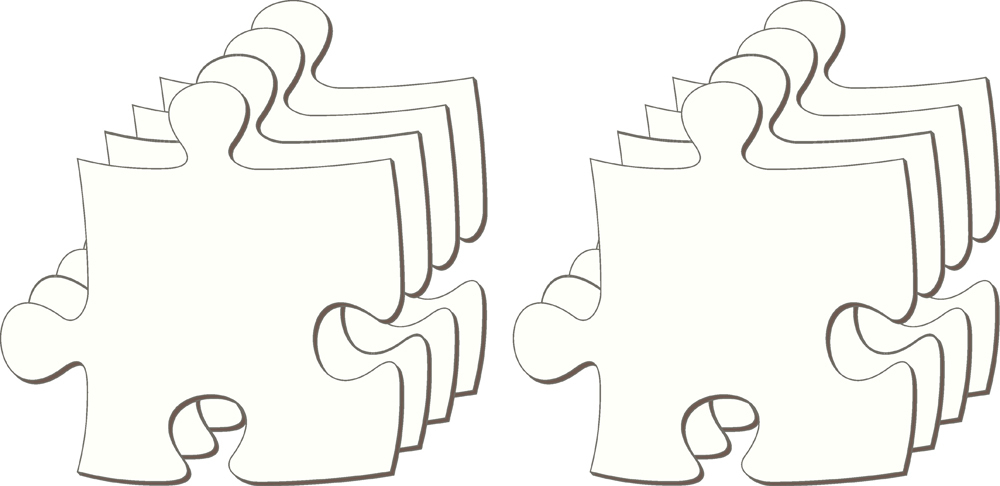 Gestalten Set 4 Teile aus HDF weiß Blanko Puzzle-Teile unendlich Größe L 