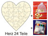 Holzpuzzle Herz, 56x56, 24 Teile + Zubehör