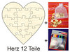 Holzpuzzle Herz, 56x56, 12 Teile + Zubehör