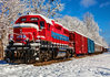 Puzzle Rote Lokomotive im Schnee