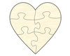 Blankopuzzle Herz, 6 Teile, 15x15 cm